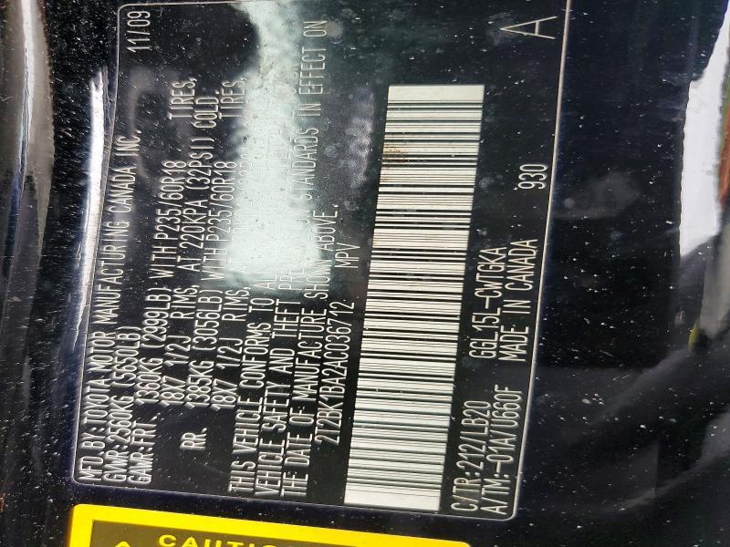 2T2BK1BA2AC036712 2010 Lexus RX photo no. 12