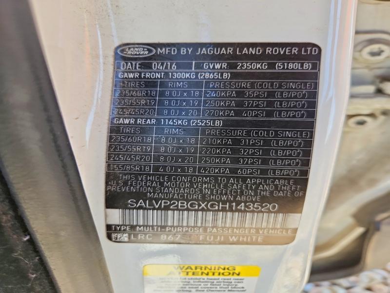 SALVP2BGXGH143520 2016 Land Rover Range Rover photo no. 13