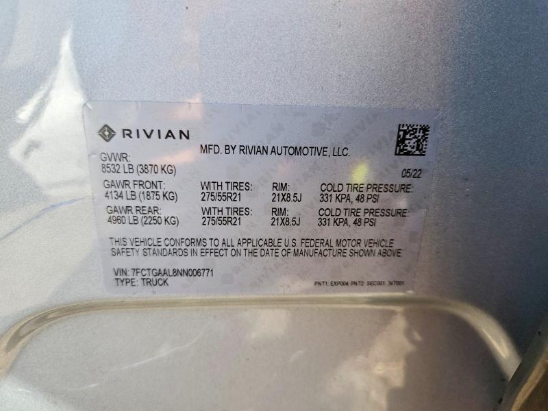 7FCTGAAL8NN006771 2022 Rivian R1T photo no. 13
