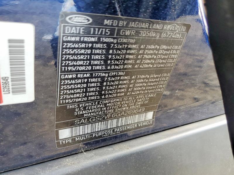 SALGS2VF6GA269649 2016 Land Rover Range Rover photo no. 13