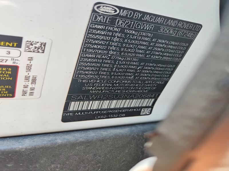 SALWR2SU3NA206841 2022 Land Rover Range Rover photo no. 13