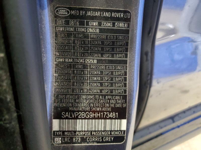 SALVP2BG9HH173481 2017 Land Rover Range Rover photo no. 12