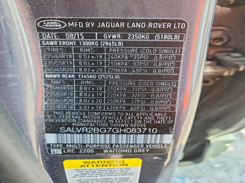 SALVR2BG7GH083710 2016 Land Rover Range Rover photo no. 13