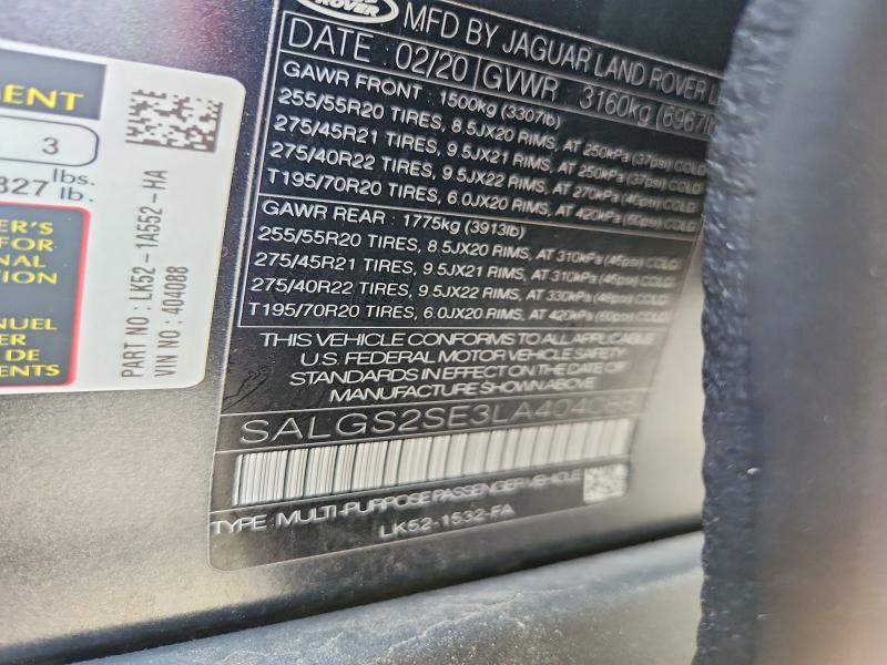 2020 Land Rover Range Rover — VIN SALGS2SE3LA404088, şəkil 13