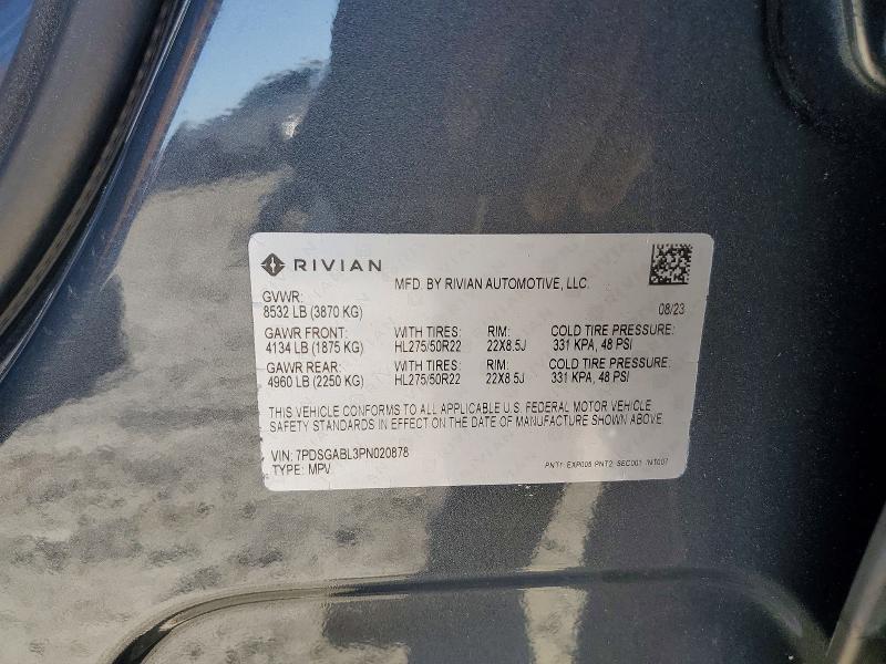 7PDSGABL3PN020878 2023 Rivian R1S photo no. 12