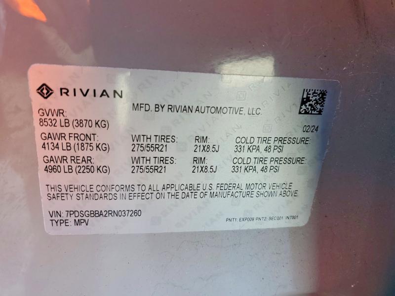 7PDSGBBA2RN037260 2024 Rivian R1S photo no. 13