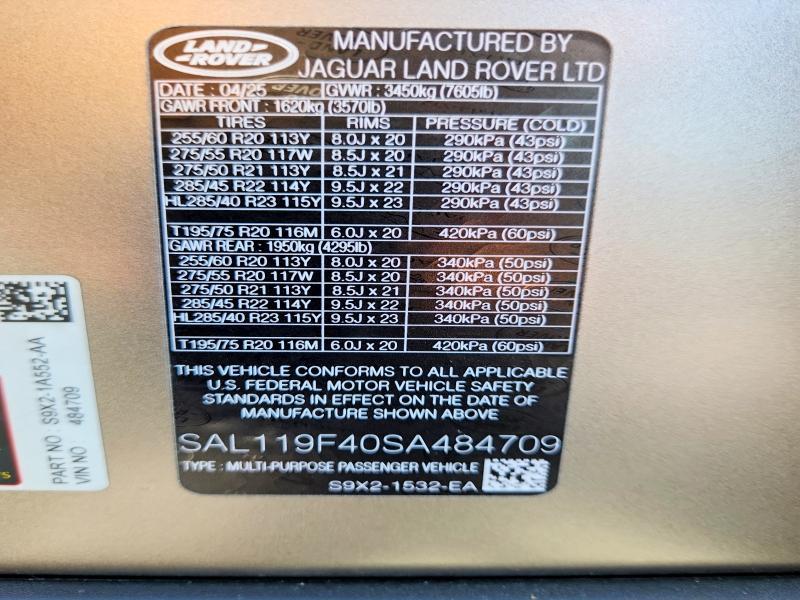 SAL119F40SA484709 2025 Land Rover Range Rover photo no. 13