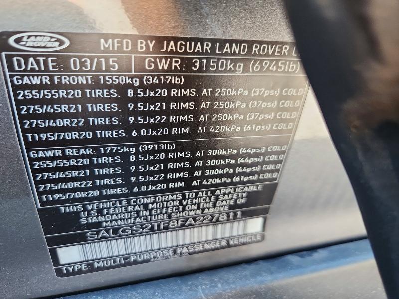 SALGS2TF8FA227811 2015 Land Rover Range Rover photo no. 12