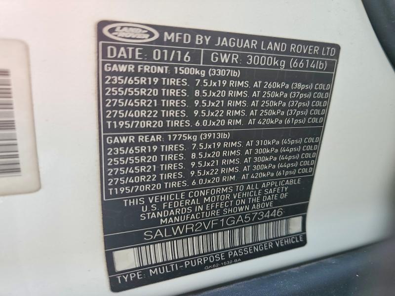 SALWR2VF1GA573446 2016 Land Rover Range Rover photo no. 14