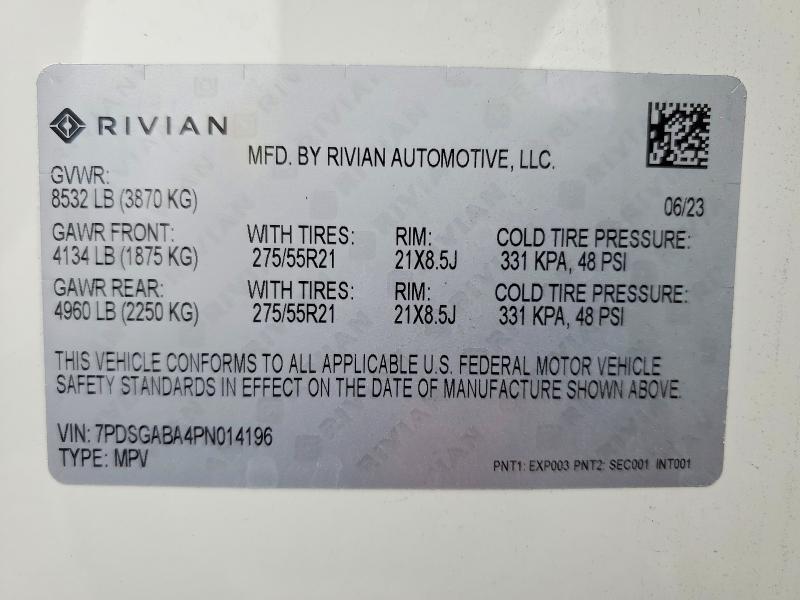 7PDSGABA4PN014196 2023 Rivian R1S photo no. 14
