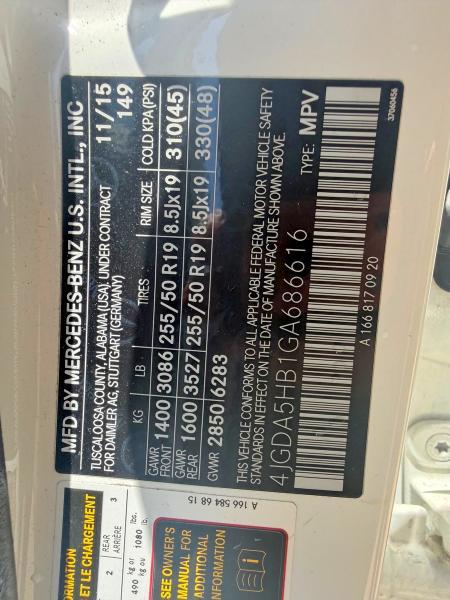 4JGDA5HB1GA686616 2016 Mercedes-Benz GLE-Class photo no. 10