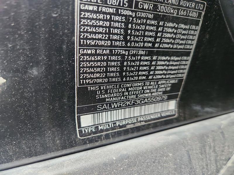 SALWR2KF3GA550979 2016 Land Rover Range Rover photo no. 12