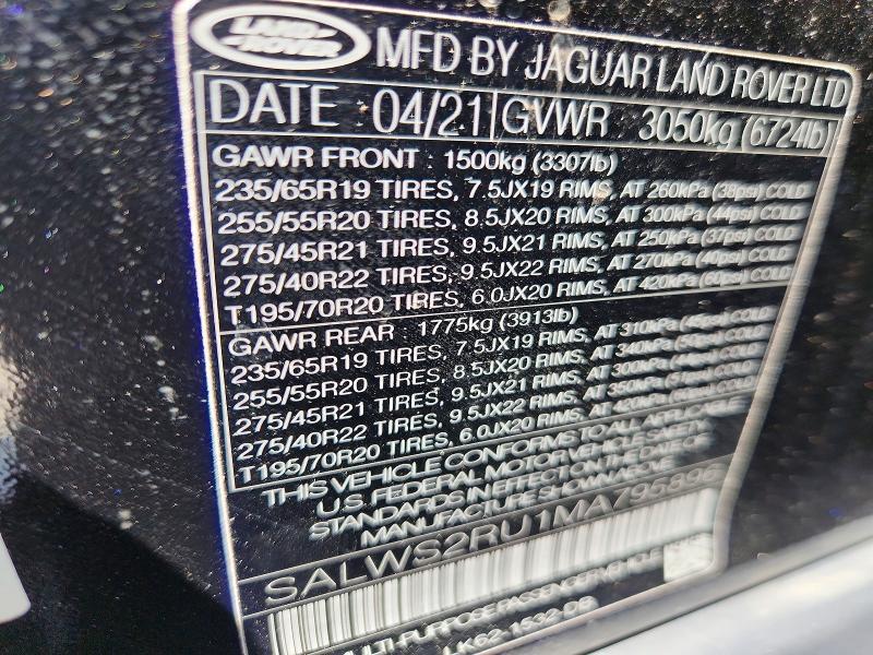 SALWS2RU1MA795896 2021 Land Rover Range Rover photo no. 13