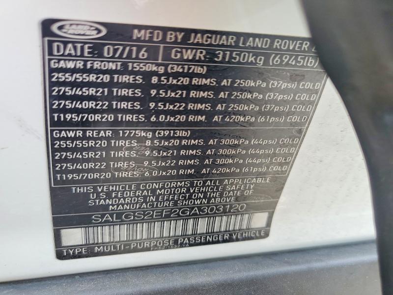 SALGS2EF2GA303120 2016 Land Rover Range Rover photo no. 13