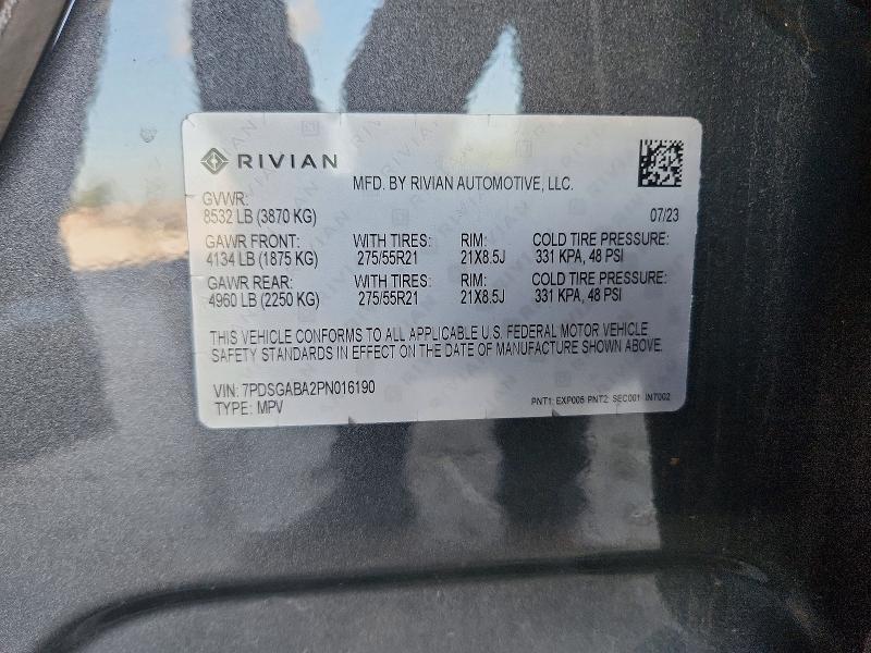2023 Rivian R1S — VIN 7PDSGABA2PN016190, şəkil 12
