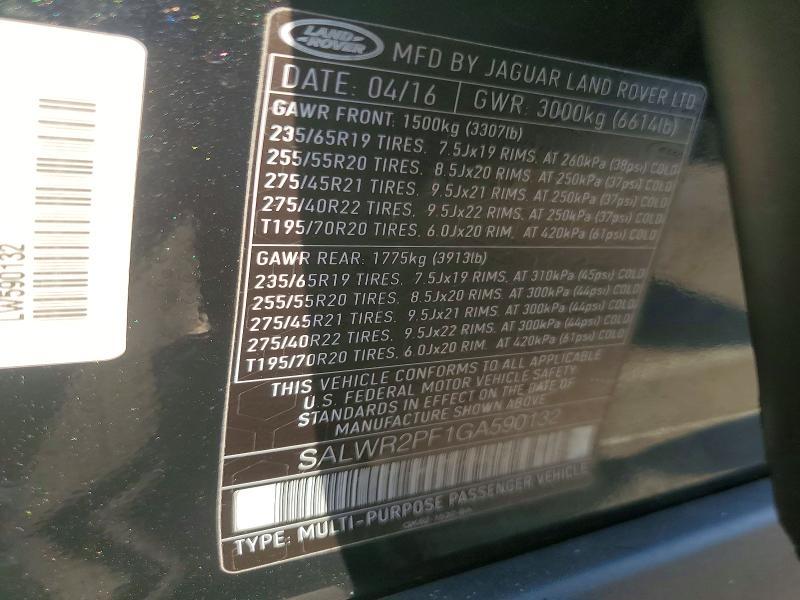SALWR2PF1GA590132 2016 Land Rover Range Rover photo no. 12