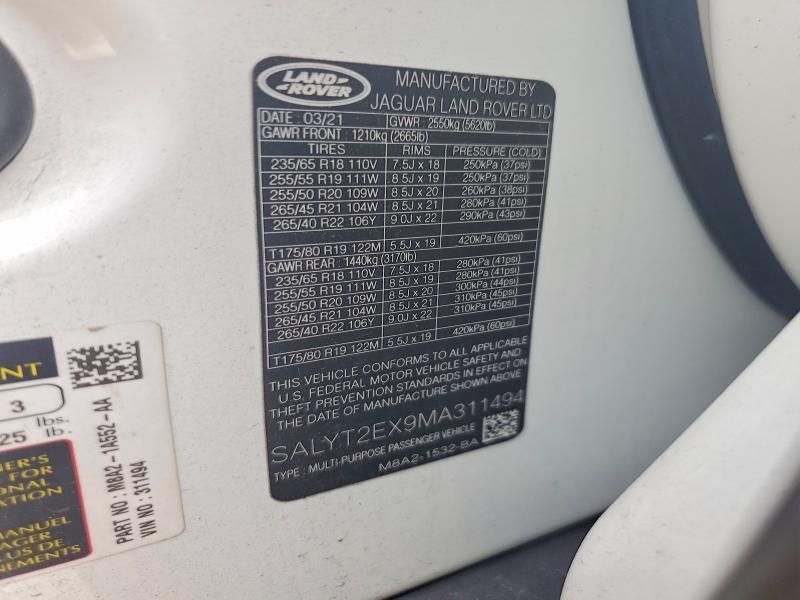 SALYT2EX9MA311494 2021 Land Rover Range Rover photo no. 12
