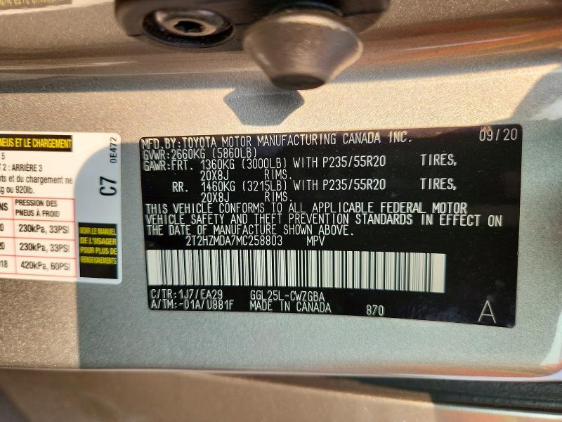 2T2HZMDA7MC258803 2021 Lexus RX photo no. 13