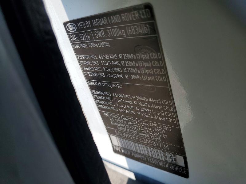 SALWR2EF2GA581734 2016 Land Rover Range Rover photo no. 13