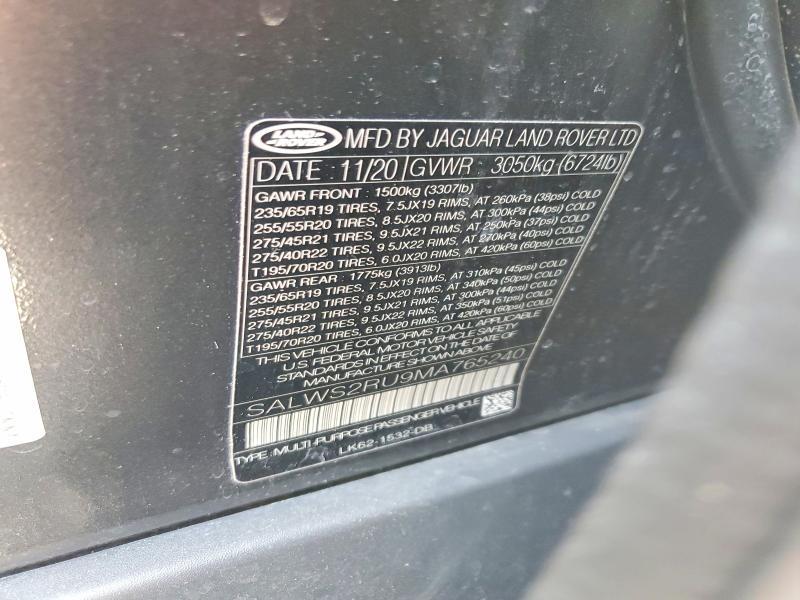 SALWS2RU9MA765240 2021 Land Rover Range Rover photo no. 13