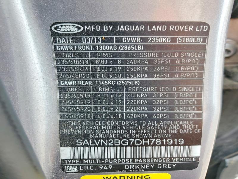 SALVN2BG7DH781919 2013 Land Rover Range Rover photo no. 13