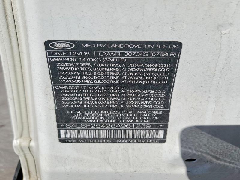 SALSF25426A961239 2006 Land Rover Range Rover photo no. 13