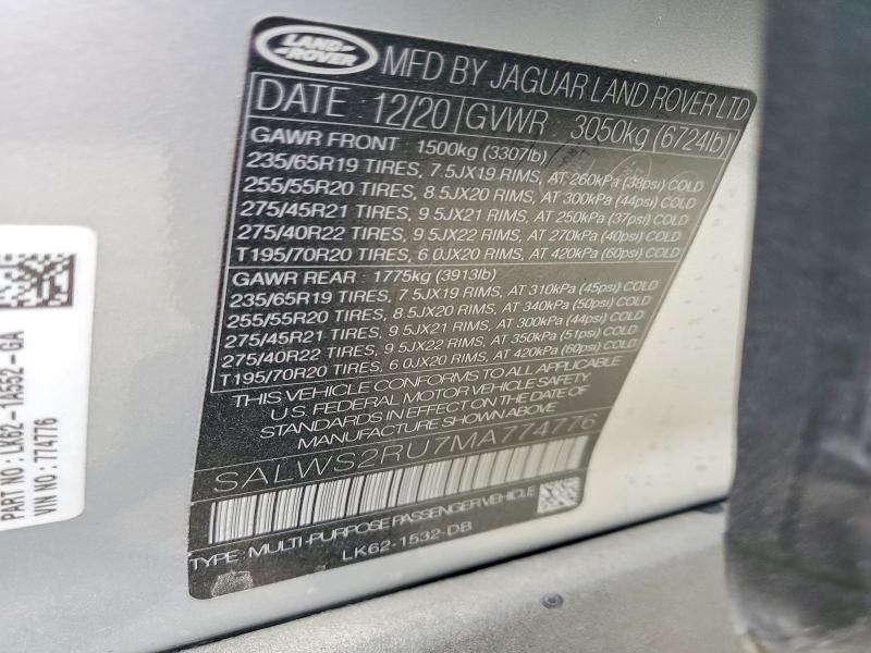 2021 Land Rover Range Rover — VIN SALWS2RU7MA774776, şəkil 14