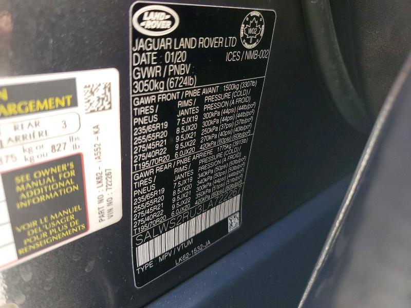 SALWS2RU3LA722267 2020 Land Rover Range Rover photo no. 13