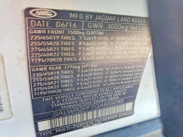 SALWR2PF7GA659289 2016 Land Rover Range Rover photo no. 14