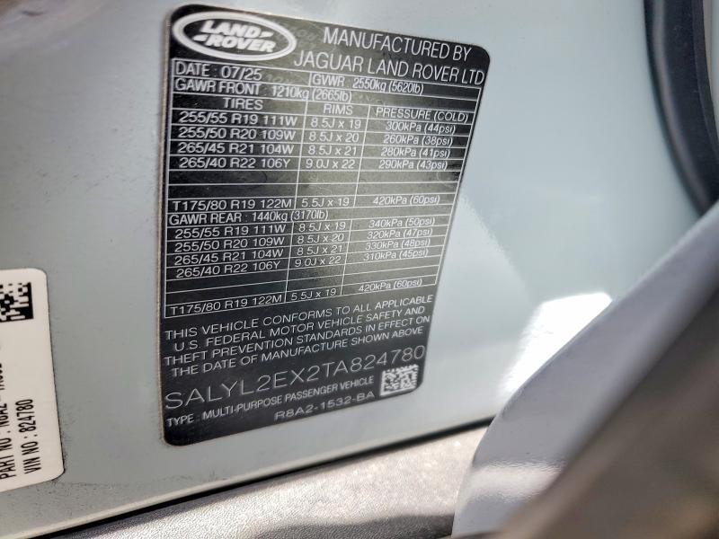 2026 Land Rover Range Rover — VIN SALYL2EX2TA824780, şəkil 13