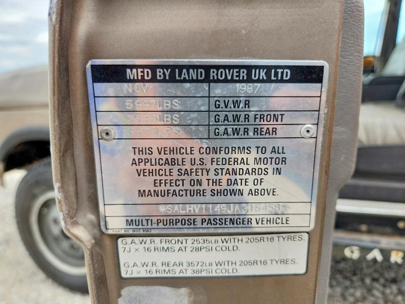 SALHV1149JA315458 1988 Land Rover Range Rover photo no. 12