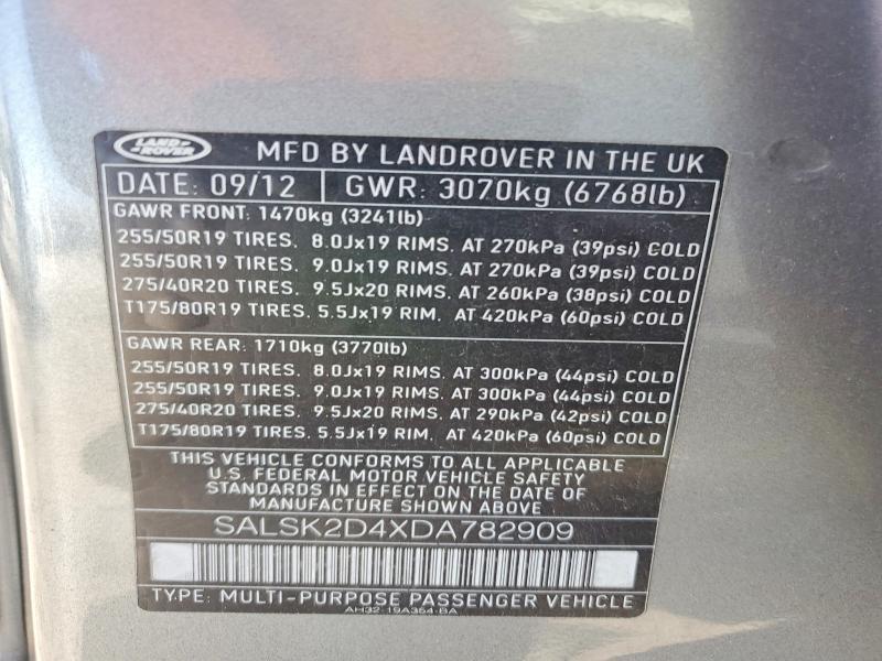 SALSK2D4XDA782909 2013 Land Rover Range Rover photo no. 13