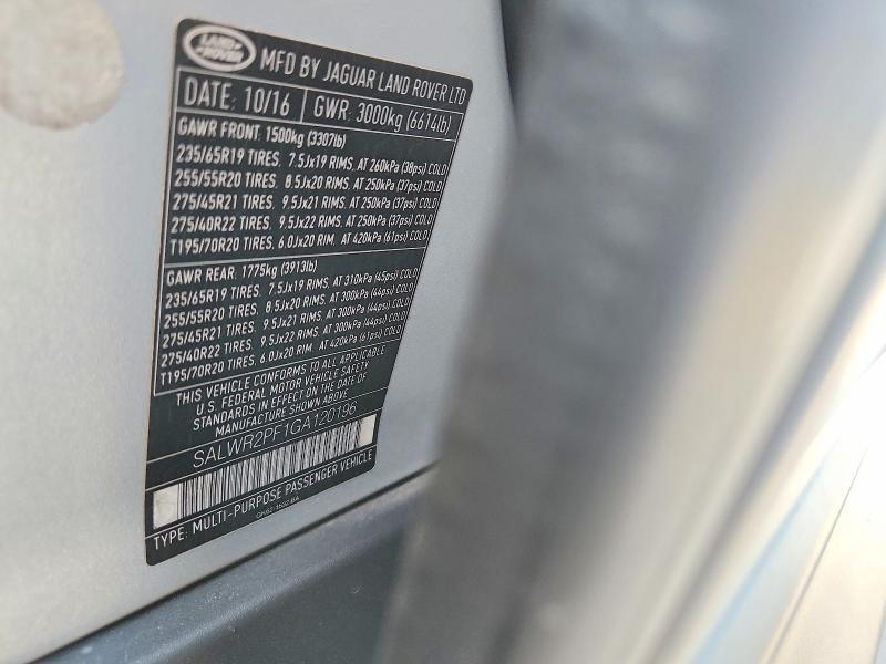 SALWR2PF1GA120196 2016 Land Rover Range Rover photo no. 13