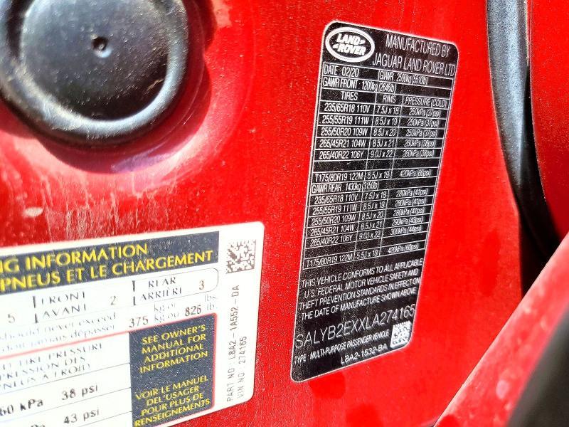 SALYB2EXXLA274165 2020 Land Rover Range Rover photo no. 13