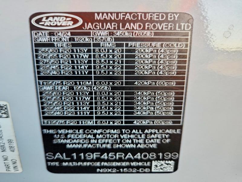 2024 Land Rover Range Rover — VIN SAL119F45RA408199, şəkil 14