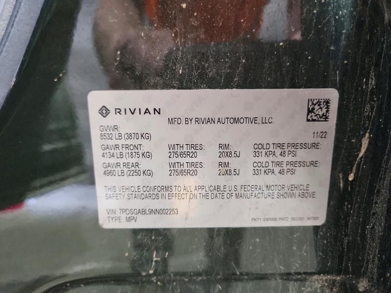 7PDSGABL9NN002253 2022 Rivian R1S photo no. 13