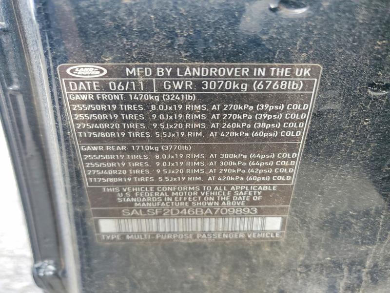 SALSF2D46BA709893 2011 Land Rover Range Rover photo no. 13