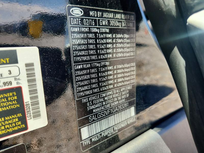 2016 Land Rover Range Rover — VIN SALGS2VF1GA283281, şəkil 13