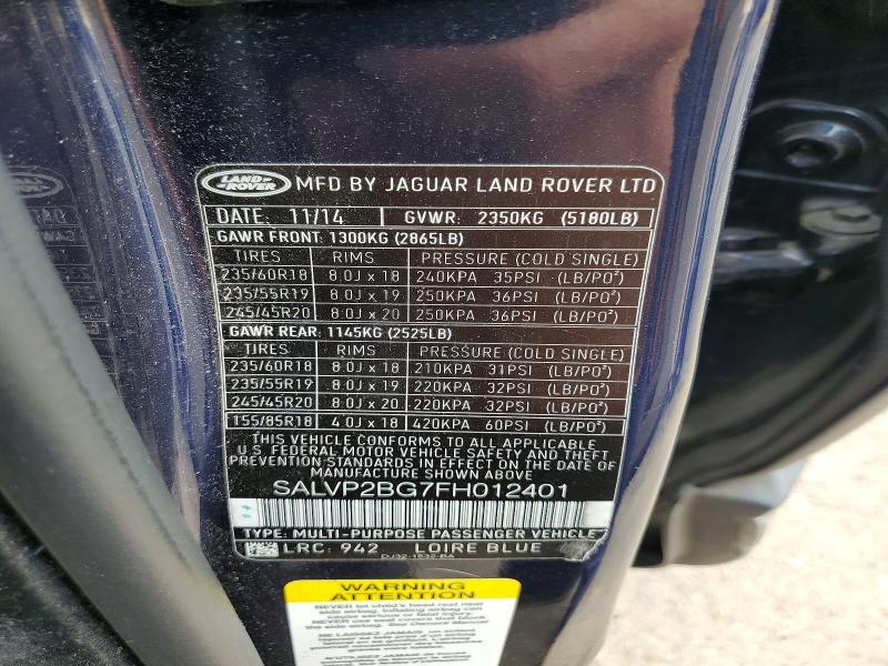 SALVP2BG7FH012401 2015 Land Rover Range Rover photo no. 12
