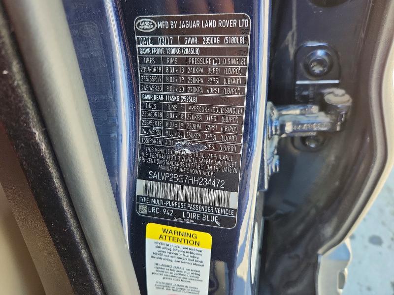 2017 Land Rover Range Rover — VIN SALVP2BG7HH234472, şəkil 12