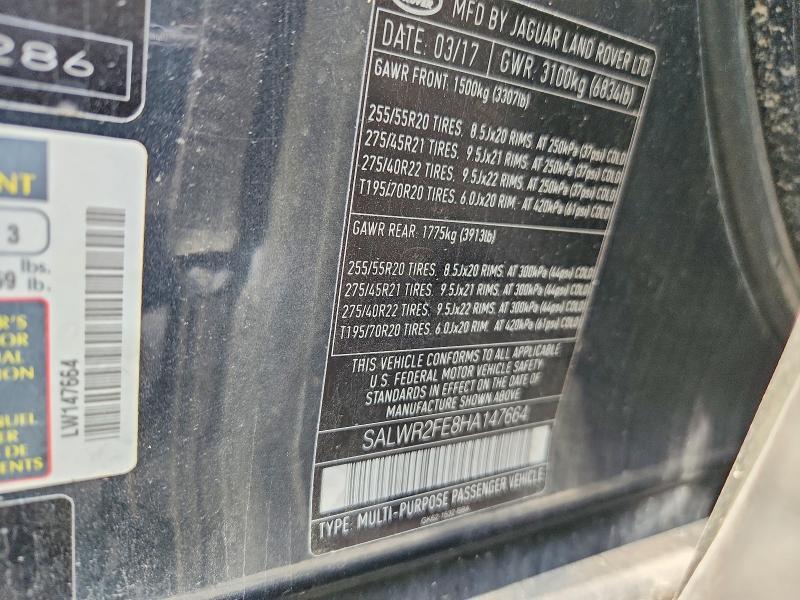 2017 Land Rover Range Rover — VIN SALWR2FE8HA147664, şəkil 13
