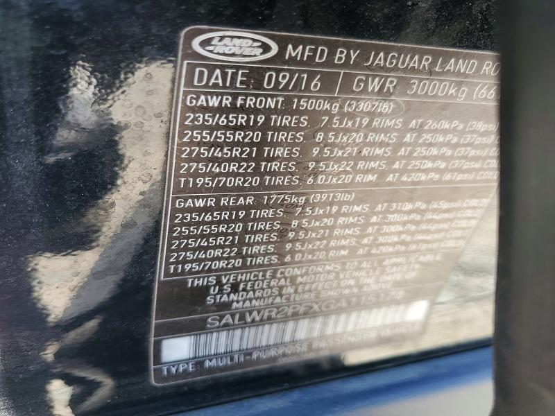 SALWR2PFXGA115174 2016 Land Rover Range Rover photo no. 12