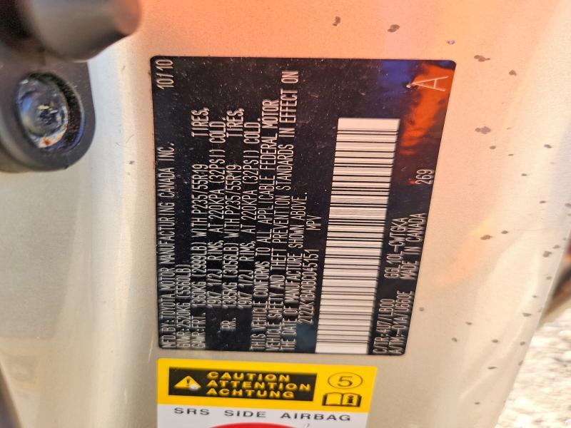 2T2ZK1BA0BC045151 2011 Lexus RX photo no. 13