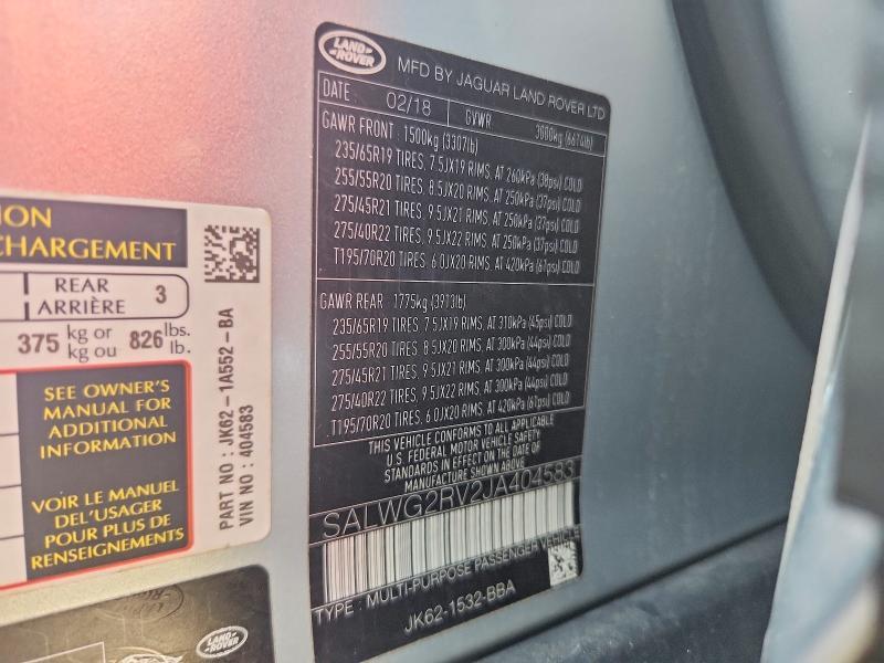 SALWG2RV2JA404583 2018 Land Rover Range Rover photo no. 14