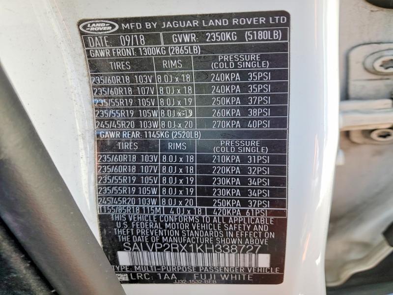 SALVP2RX1KH338727 2019 Land Rover Range Rover photo no. 14