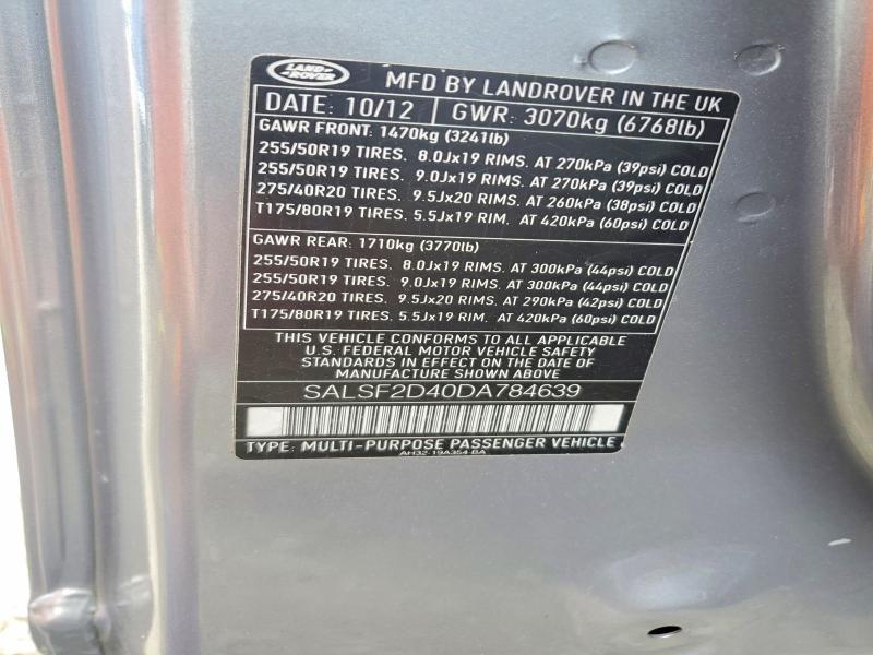 SALSF2D40DA784639 2013 Land Rover Range Rover photo no. 12