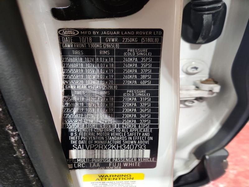 SALVP2RX2KH340793 2019 Land Rover Range Rover photo no. 13