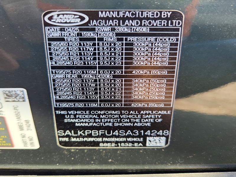 SALKPBFU4SA314248 2025 Land Rover Range Rover photo no. 13