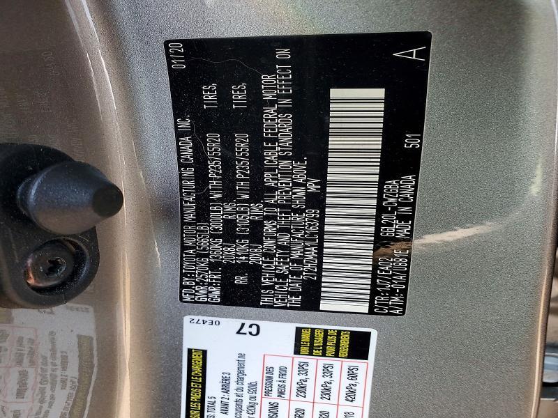 2020 Lexus RX — VIN 2T2HZMAA1LC163799, şəkil 12