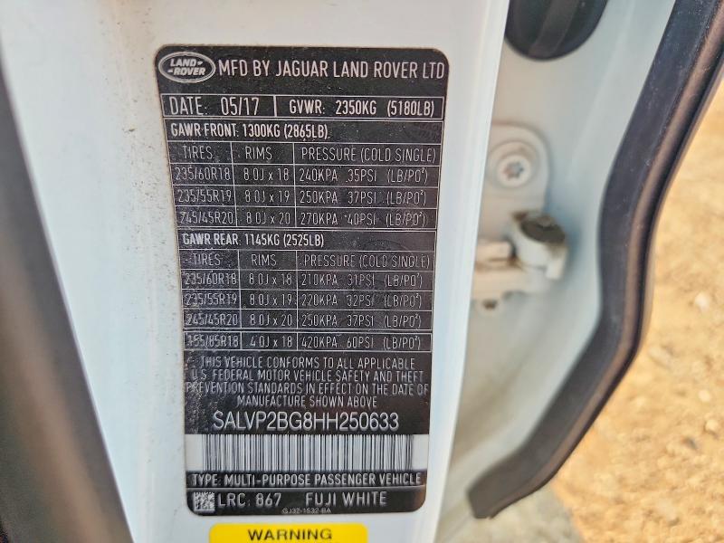 SALVP2BG8HH250633 2017 Land Rover Range Rover photo no. 12
